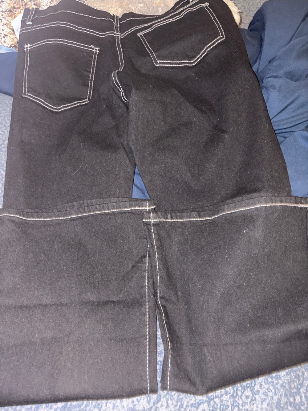 Dark Blue Women's Bootcut Jeans with Contrast Stitching